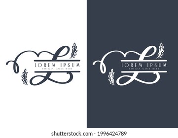 Simple luxury design concept floral leaves with letter L logo design template