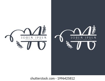 Simple luxury design concept floral leaves with letter N logo design template