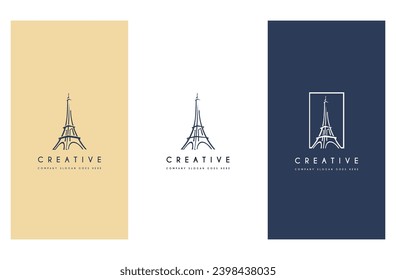 El diseño del logotipo de la Torre Eiffel de lujo sencillo, un conjunto de ilustraciones vectoriales de primera calidad.