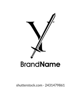 Diseño de logotipo de ilustración simple, de lujo y elegante Combinación inicial y con espada. Logo puede utilizar para su cualquier empresa y hacer que su empresa se ve elegante.