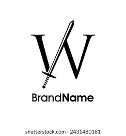 Diseño de logotipo de ilustración simple, de lujo y elegante Combinación inicial W con espada. Logo puede utilizar para su cualquier empresa y hacer que su empresa se ve elegante.