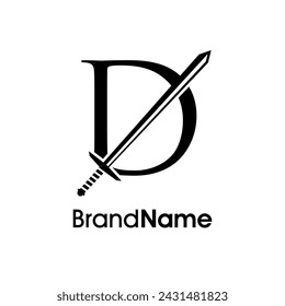 Simple, Luxury and Elegant Illustration Logo design Initial D Combine with Sword. Logo can use for your any company and make your company looks elegance.