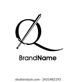 Simple, Luxury and Elegant Illustration Logo design Initial Q Combine with Sword. Logo can use for your any company and make your company looks elegance.