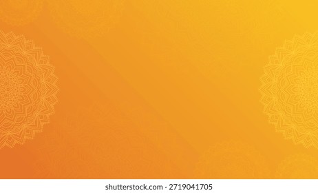 Simple Luxury Elegant Orange and Yellow Mandala Ornamental Pattern Horizontal Background With Subtle And Gradient Accent
