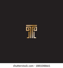 Simple luxury geometric Pillar line vector design for lawyer or museum logo with P, PP initial.