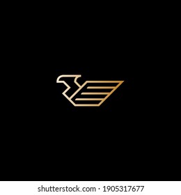 Simple luxury gold line falcon eagle vector logo design