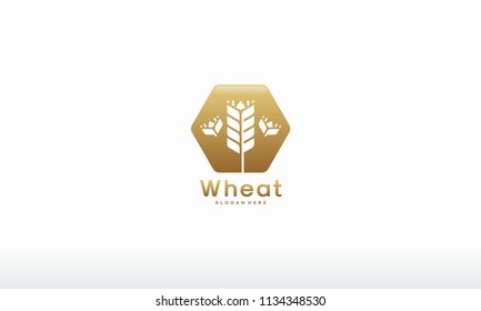 Simple Luxury Grain wheat logo concept, Agriculture wheat Logo Template vector icon