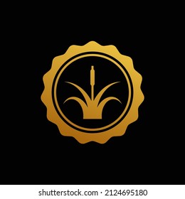 Simple and Luxury Grass Cattail Circle Badge Retro Vintage Logo Design Ideas