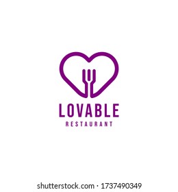 Simple Luxury Heart Love Restaurant Logo