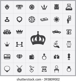 Simple luxury icons set. Universal luxury icon to use for web and mobile UI, set of basic luxury elements