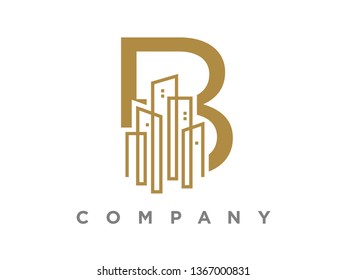 Simple and Luxury illustration initial logo gold city  urban.