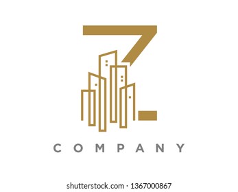 Simple and Luxury illustration initial logo gold city  urban.