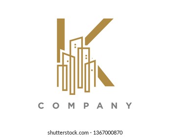 Simple and Luxury illustration initial logo gold city  urban.