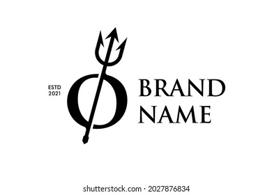 Simple luxury illustration logo design initial O Trident.