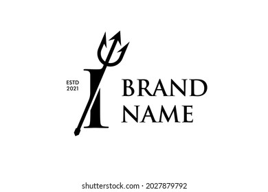Einfache Luxus-Illustration Logo Design erste I Trident.