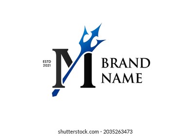 Einfaches Logo für Luxusgrafik-Design auf der Basis von Blue Trident M