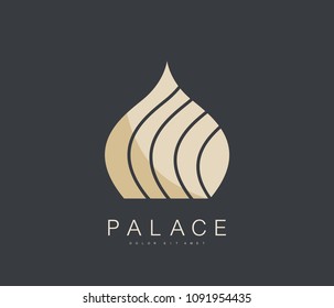 Simple Luxury Islamic Dome Palace Logo. Premium Vector Template Logotype Concept Icon in Arabic Style. Building Emblem