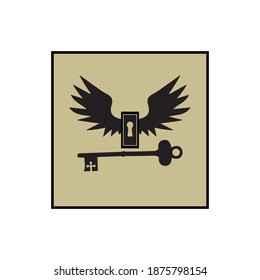 Llave de lujo simple y ala para el diseño del logotipo de negocios House Estate