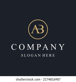 carta de lujo simple logotipo AB
