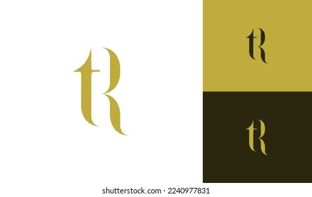 Simple and luxury letter TR monogram logo design vector