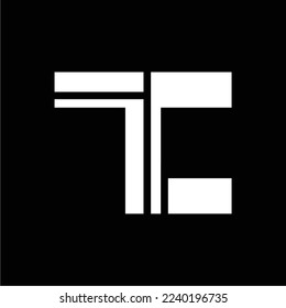un sencillo logotipo de lujo en blanco y negro con la letra inicial t y c, adecuado para empresas que enfatizan la sencillez y el lujo
