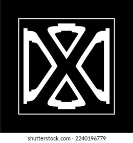 un sencillo logotipo de lujo en blanco y negro con la letra inicial x, adecuado para empresas que enfatizan la sencillez y el lujo