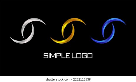 Simple Luxury Logo Icon Symbol in three colors gold, gray, blue vector design