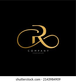 
simple and luxury logo letter R. luxury R identity gold color
