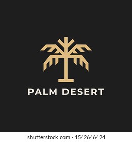 Simple and luxury palm tree with outline or line style for logo template design.