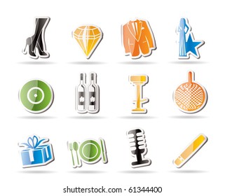 Simple Luxury party and reception icons - vector icon set