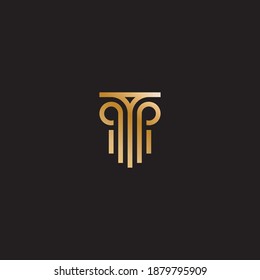 Simple luxury Pillar line vector design for lawyer or museum logo with P, PP initial.