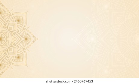 Einfacher Luxus-strahlender goldener Hintergrund mit goldenem Blütenblatt-Mandala-Kunst-Textur-Design verziert
