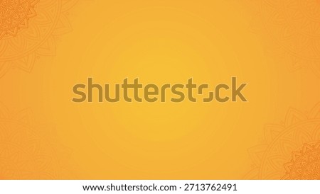 Simple Luxury Yellow Gold and Orange Mandala Horizontal Background Design with Subtle Islamic and Indian Ornamental Patterns