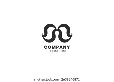 Simple M letter and mustache logo vector template, minimalist logo concept design