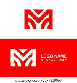 Simple M logo in red color.