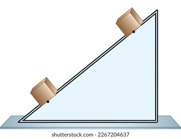 Simple machines, coil, spring, physics experiment vector