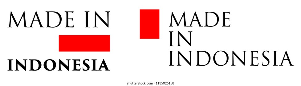 Simple Made in Indonesia label. Text with national colors arranged horizontal and vertical.