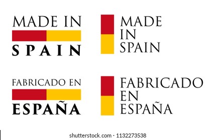 Simple Made in Spain / Fabricado en Espana (spanish translation) label. Text with national colors arranged horizontal and vertical.