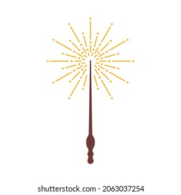 simple magic wand icon like magician item. flat style trend modern incantation logotype graphic web design isolated on white background. concept of magical thing for magician or christmas sparkle