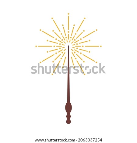 simple magic wand icon like magician item. flat style trend modern incantation logotype graphic web design isolated on white background. concept of magical thing for magician or christmas sparkle