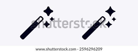 Simple magic wand icon with sparkling stars, symbolizing enchantment, wonder, and imagination.