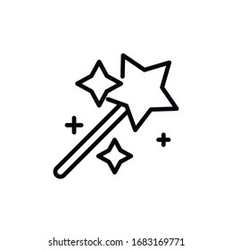 Simple magic wand line icon. Stroke pictogram. Vector illustration isolated on a white background. Premium quality symbol. Vector sign for mobile app and web sites.