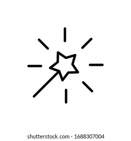 Simple magic wand line icon. Stroke pictogram. Vector illustration isolated on a white background. Premium quality symbol. Vector sign for mobile app and web sites.