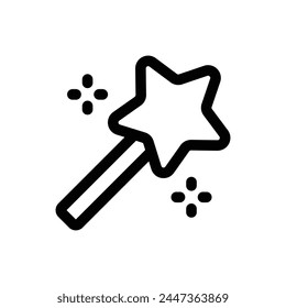Simple Magic Wand line icon isolated on a white background