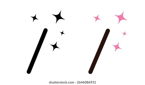 Simple magic wand with sparkling stars icon vector.