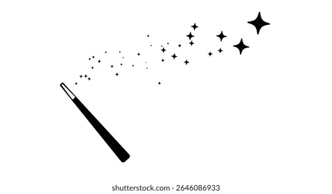Simple magic wand with sparkling stars icon vector.