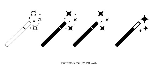 Simple magic wand with sparkling stars icon vector.