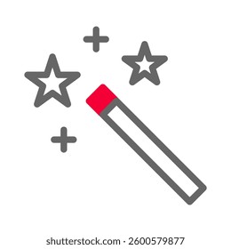 Simple Magic Wand with Stars and Plus Signs Icon