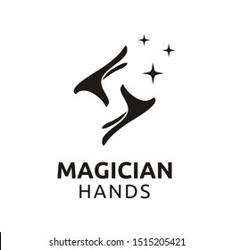 Simple Magician Hand Glove Stars Logo Design