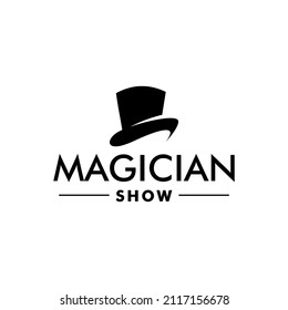 A Simple magician hat logo icon vector. black hat magic hipster logo symbol icon vector graphic design illustration idea creative